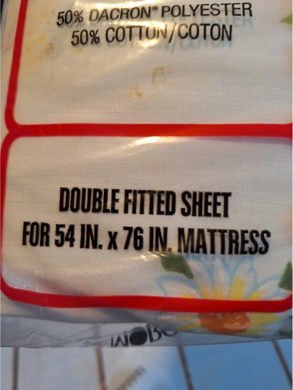 Vintage Morgan Jones Maytime Double Fitted Sheet NEW Yellow Floral 54